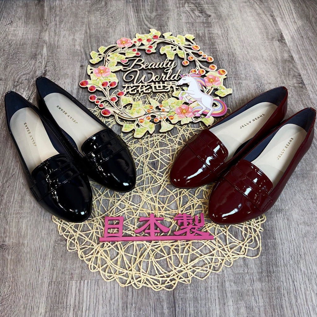 ❤️$628 VIP$612 🇯🇵 新品 日本製 Jelly Beans 軟漆皮鞋 103-97392 1cm高 生膠底軟熟好著 漆皮花粉最愛😍 落雨☔️也不怕 黑/酒🍷紅2色入