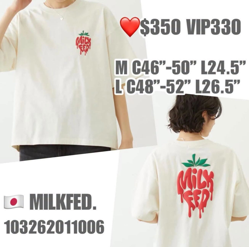 ❤️$350 VIP$330 🇯🇵 新品 MILKFED. 全棉Tee 103262011006 米白色入