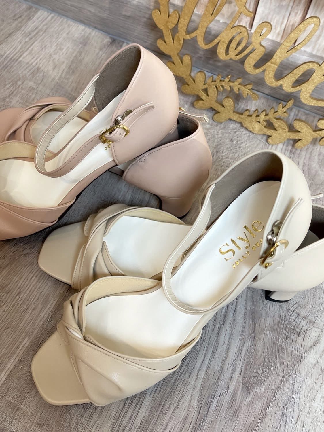 On Sale ❤️快閃⚡️$399 🇯🇵 新品 日本製 Style Jelly Beans 5cm高粗踭涼鞋  粉紅/米 2色入 125-03851