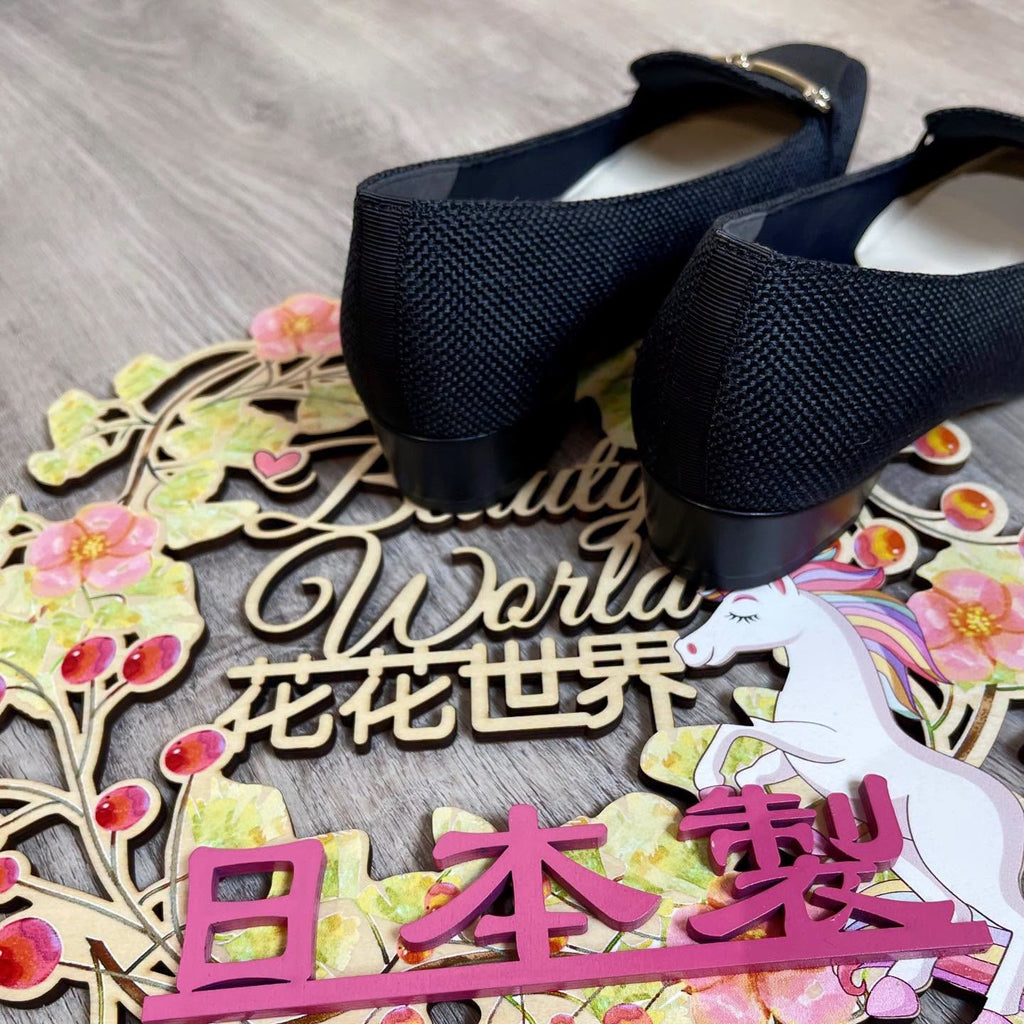 On Sale ❤️$585 VIP$567 🇯🇵 新品 日本制Jelly Beans 平底鞋 小金搭帶扣非常高貴 125-09331 正常碼 黑色入