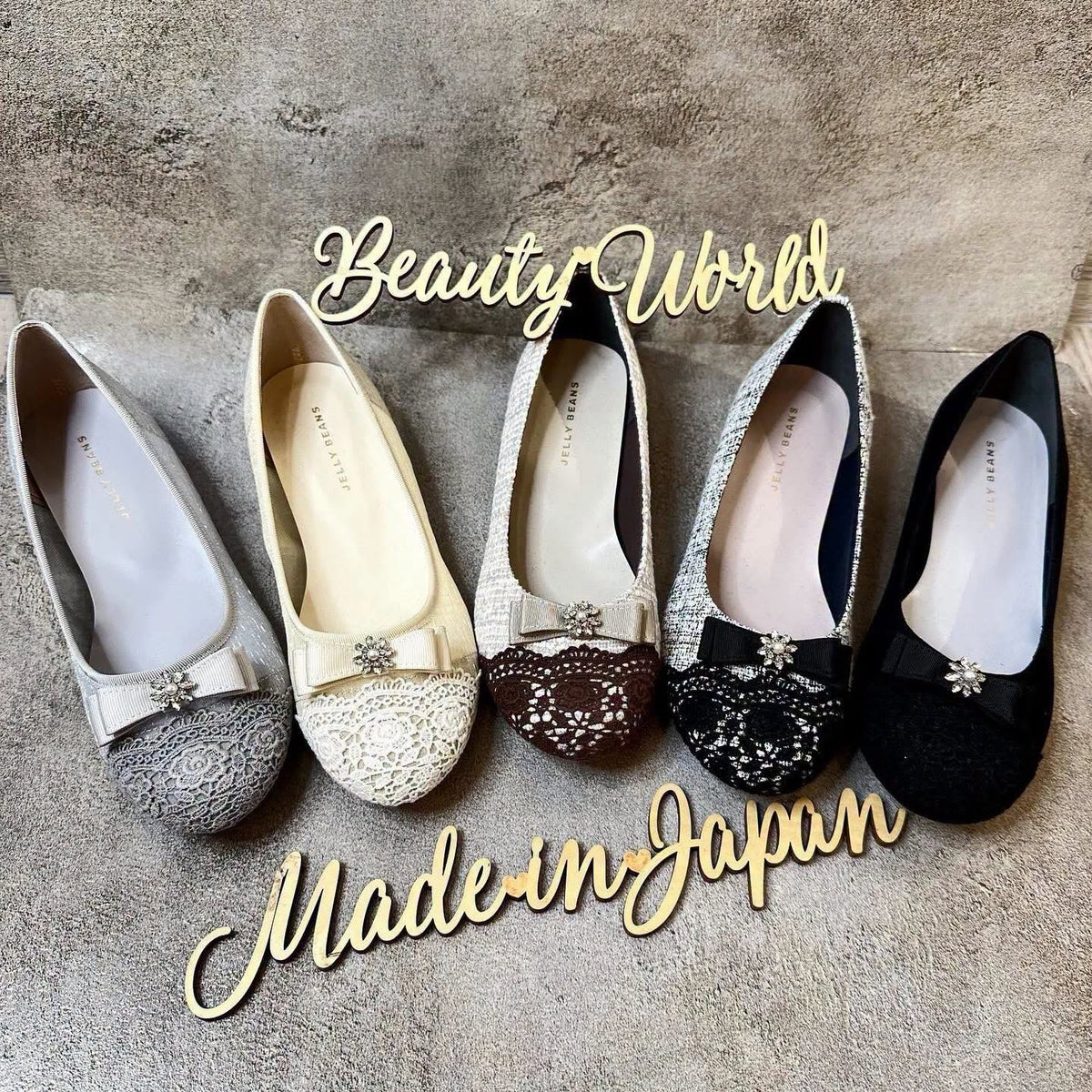 $603 VIP$585 🇯🇵日本製 Jelly Beans 平底鞋125-40307 / 125-52106 淺灰/米黃/ 淺杏/黑/黑白5色入
