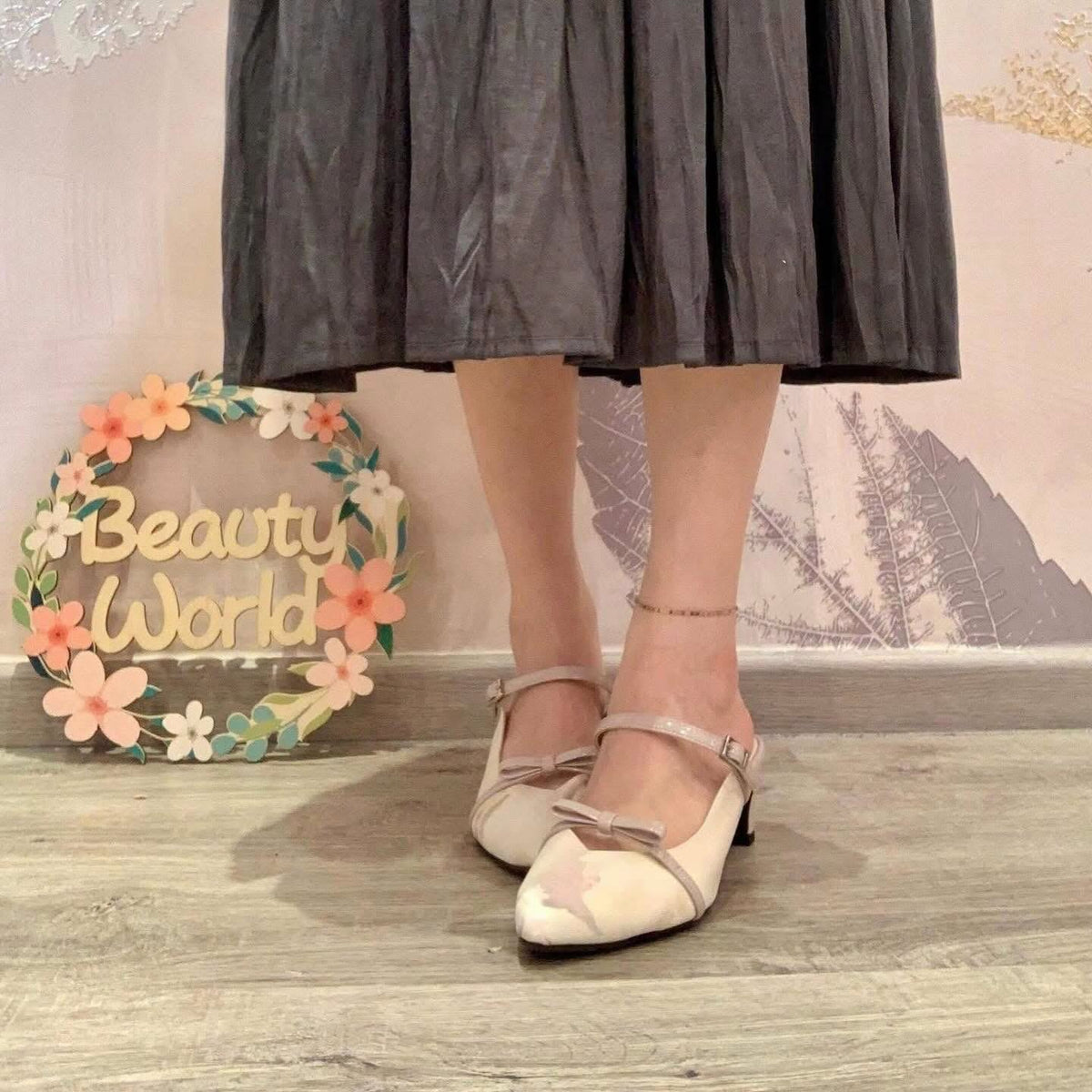 On Sale❤️$570 VIP$550 🇯🇵 新品 日本制 Jelly Beans 5cm 高跟鞋👠125-52104 黑白/花柄 2色入