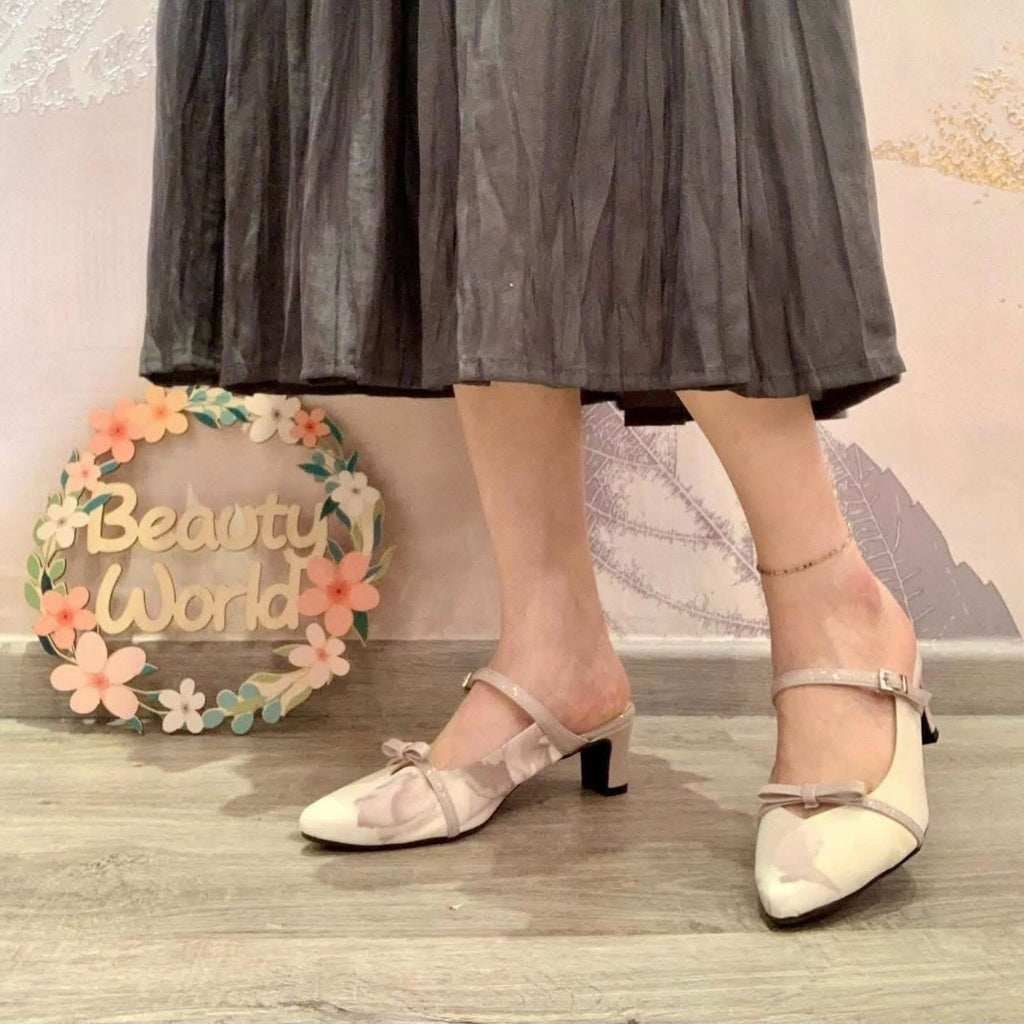 On Sale❤️$570 VIP$550 🇯🇵 新品 日本制 Jelly Beans 5cm 高跟鞋👠125-52104 黑白/花柄 2色入