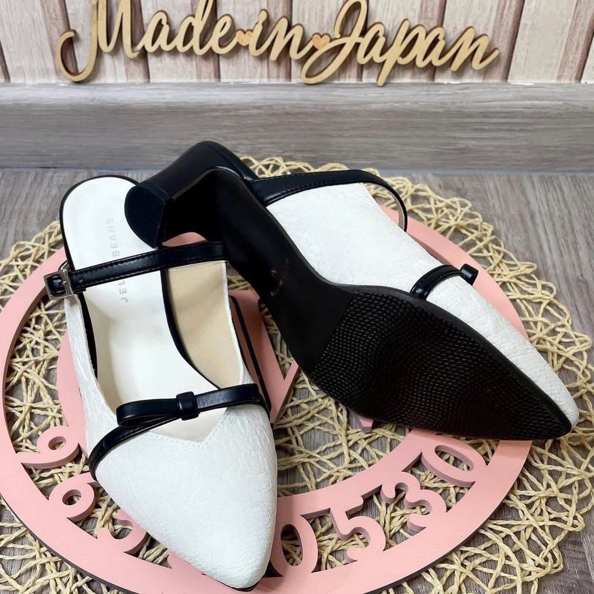On Sale❤️$570 VIP$550 🇯🇵 新品 日本制 Jelly Beans 5cm 高跟鞋👠125-52104 黑白/花柄 2色入