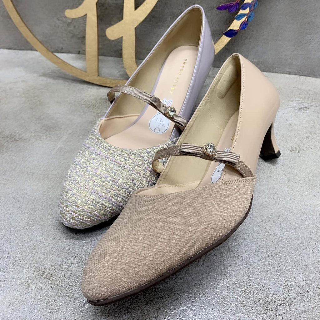 On Sale 🇯🇵 Jelly Beans 併布高跟👠鞋 204-22926 杏色 / 粉紫2色入 ♥️開心價$570 VIP$550