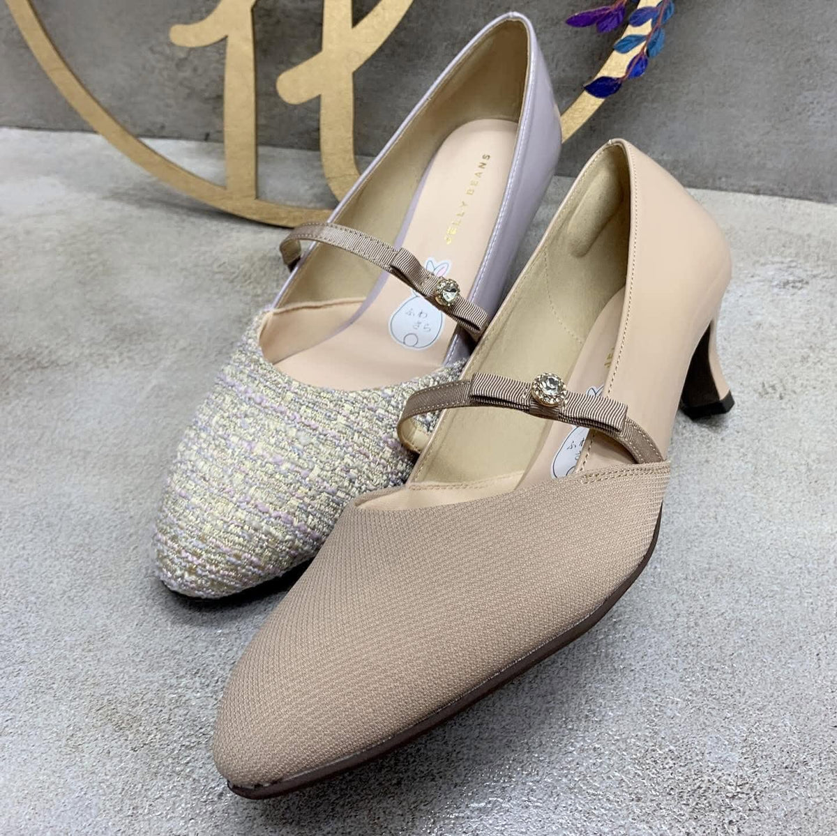 On Sale 🇯🇵 Jelly Beans 併布高跟👠鞋 204-22926 杏色 / 粉紫2色入 ♥️開心價$570 VIP$550