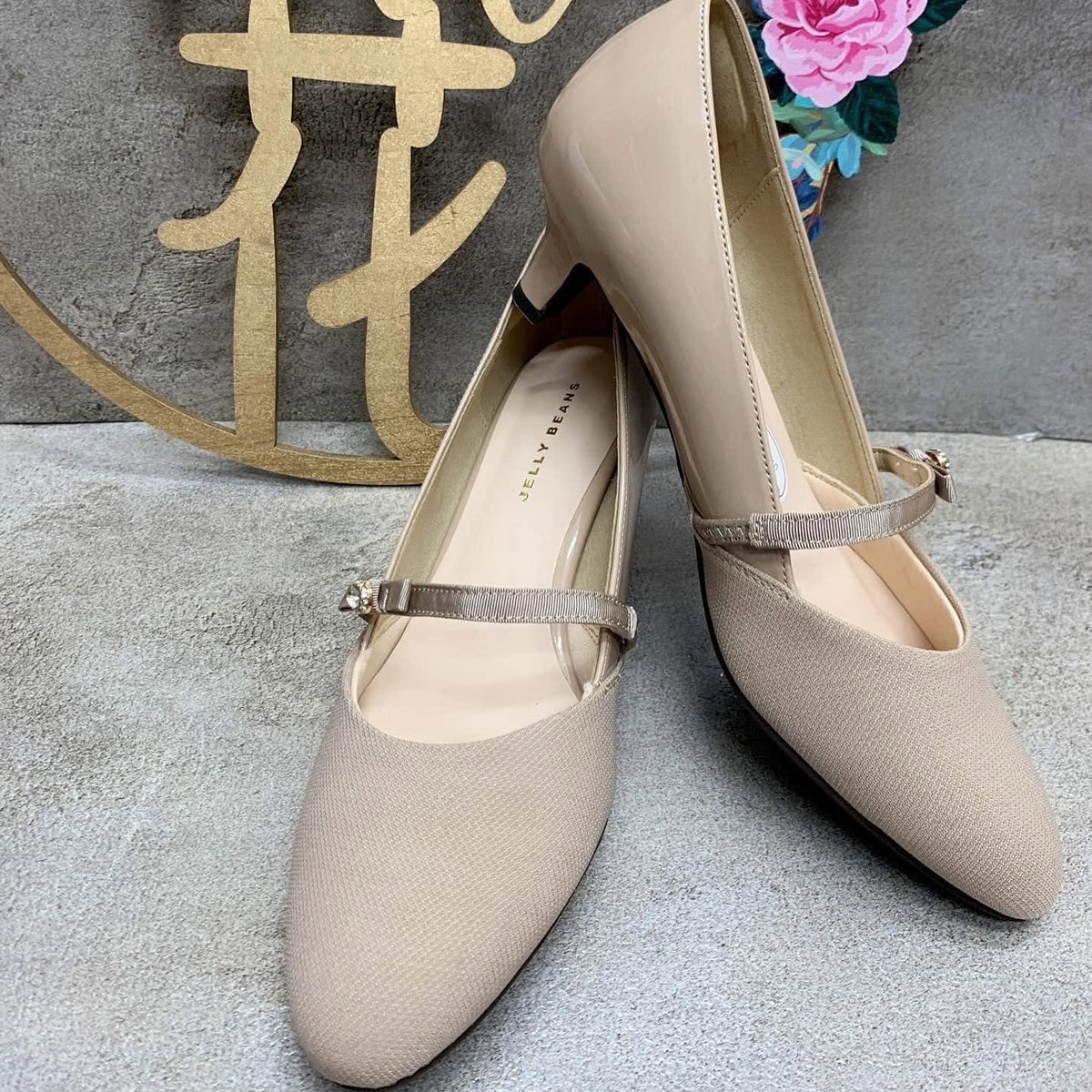 On Sale 🇯🇵 Jelly Beans 併布高跟👠鞋 204-22926 杏色 / 粉紫2色入 ♥️開心價$570 VIP$550
