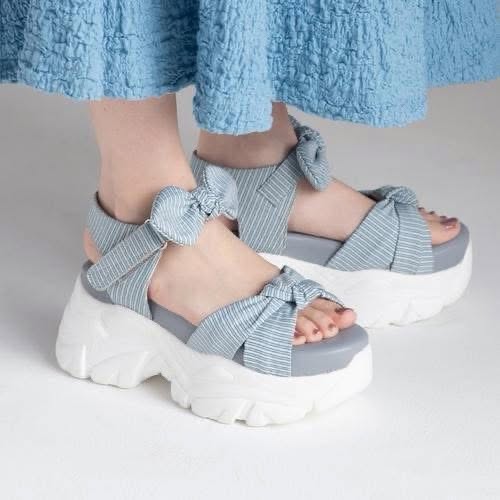 ❤️$350 🇯🇵 新品 Jelly Beans 8.5cm 厚底涼鞋 215-53160 條子/白色/黑色