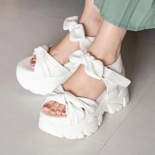 ❤️$350 🇯🇵 新品 Jelly Beans 8.5cm 厚底涼鞋 215-53160 條子/白色/黑色