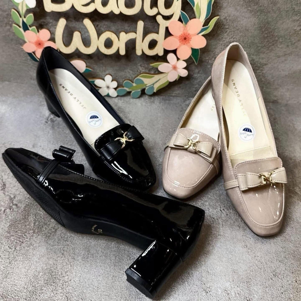 ❤️$690 VIP$670 🇯🇵 新品 日本制 Jelly Beans 4.5cm 高跟👠鞋  325-59112 晴雨兩著系列😍😍😍☀️☔️☀️☔️😎  漆皮面 正常碼 黑/杏粉2色入