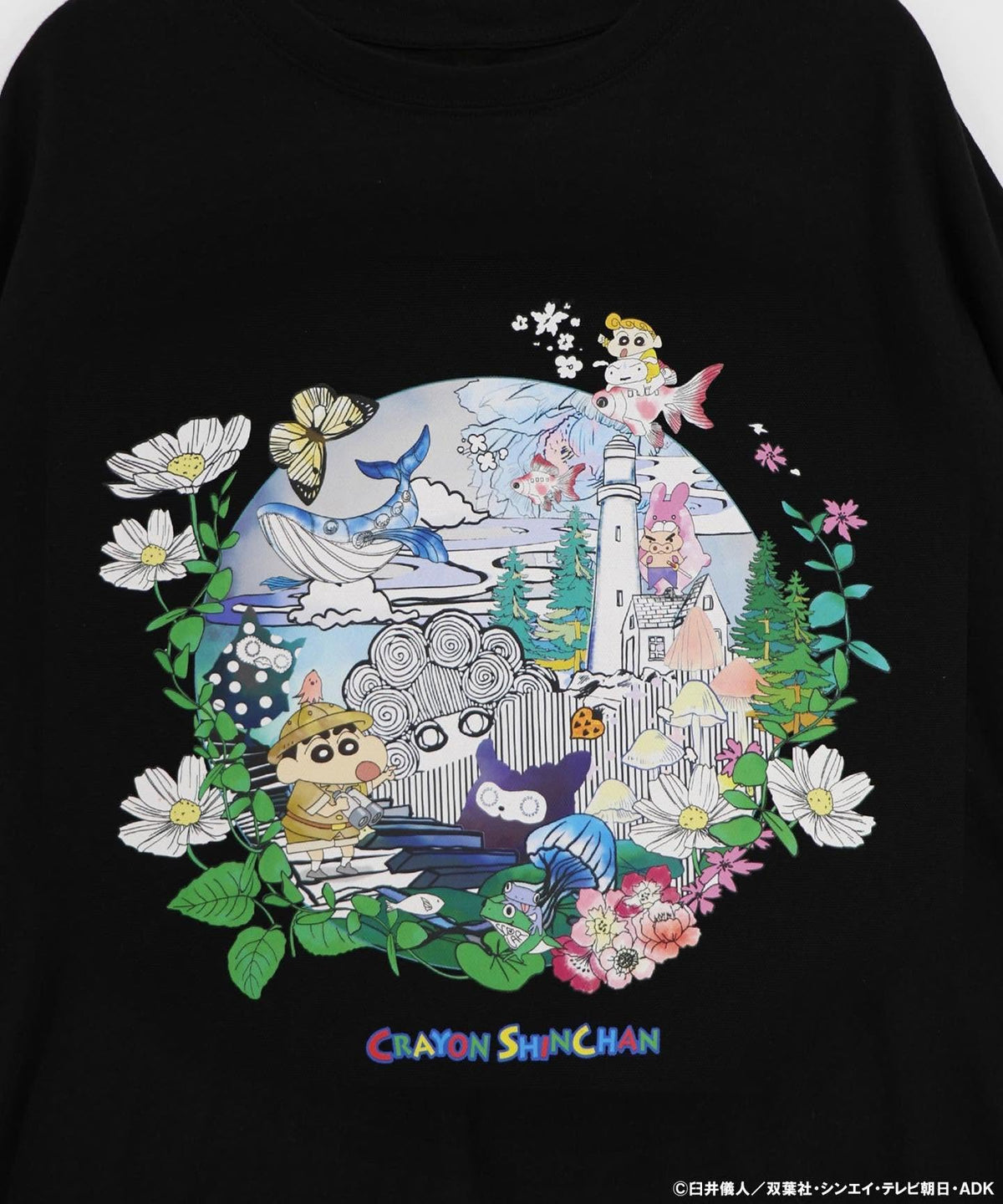 ❤️$370 VIP$350 🇯🇵 新品 ScoLar 全綿上衣 462017 正面飾有蠟筆小新家族x ScoLar  神秘探索奇幻世界印花圖案 背面飾有簡單標誌圖案 黑色入