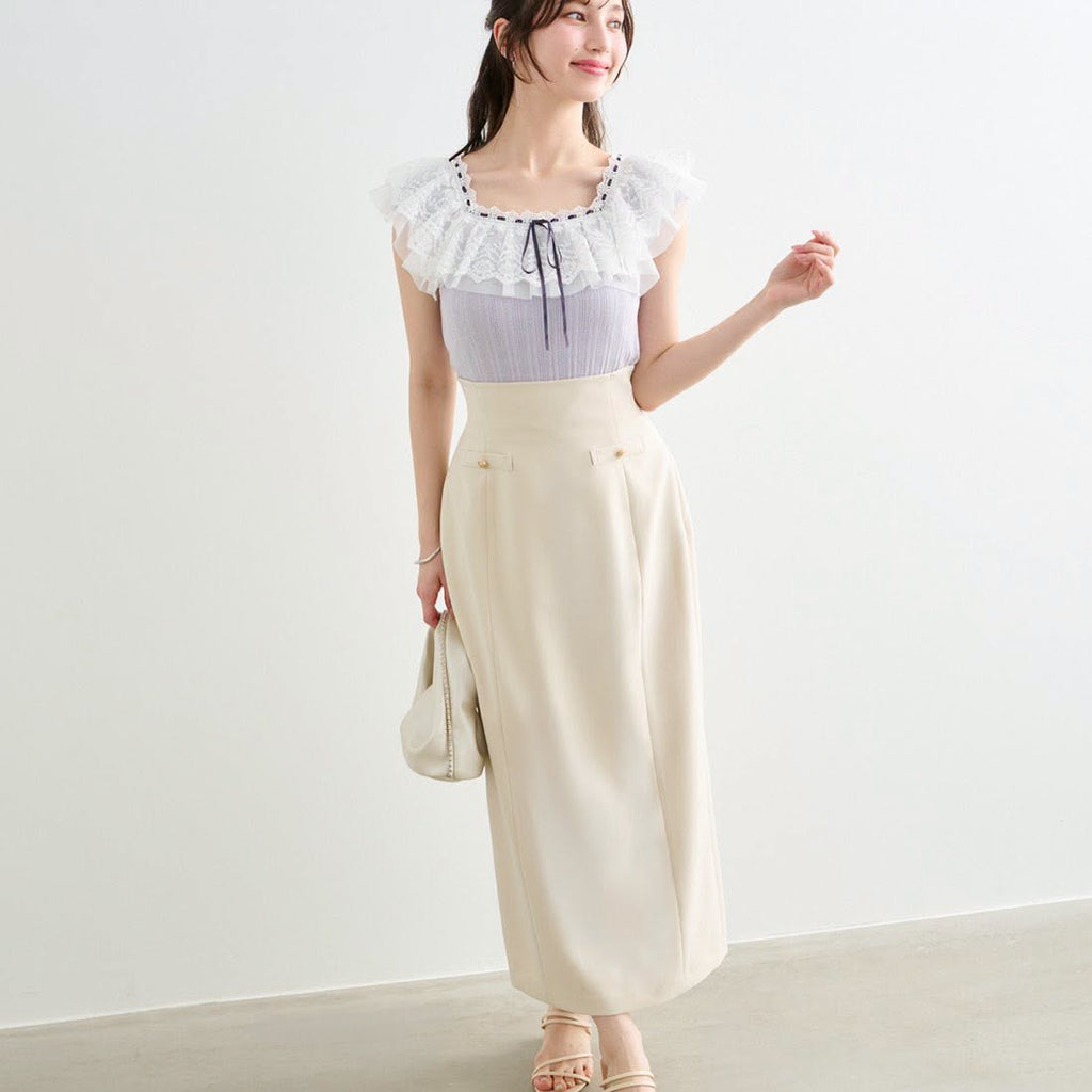 ❤️$490 VIP$470 🇯🇵 新品 Lillian Carat 有彈性羅紋布料上衣 46321367 米黃/芋紫/黑 3色入