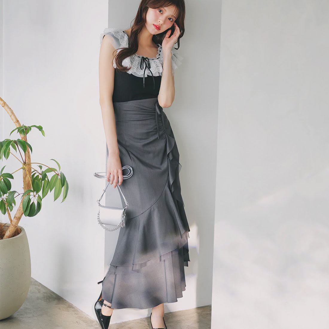 ❤️$490 VIP$470 🇯🇵 新品 Lillian Carat 有彈性羅紋布料上衣 46321367 米黃/芋紫/黑 3色入