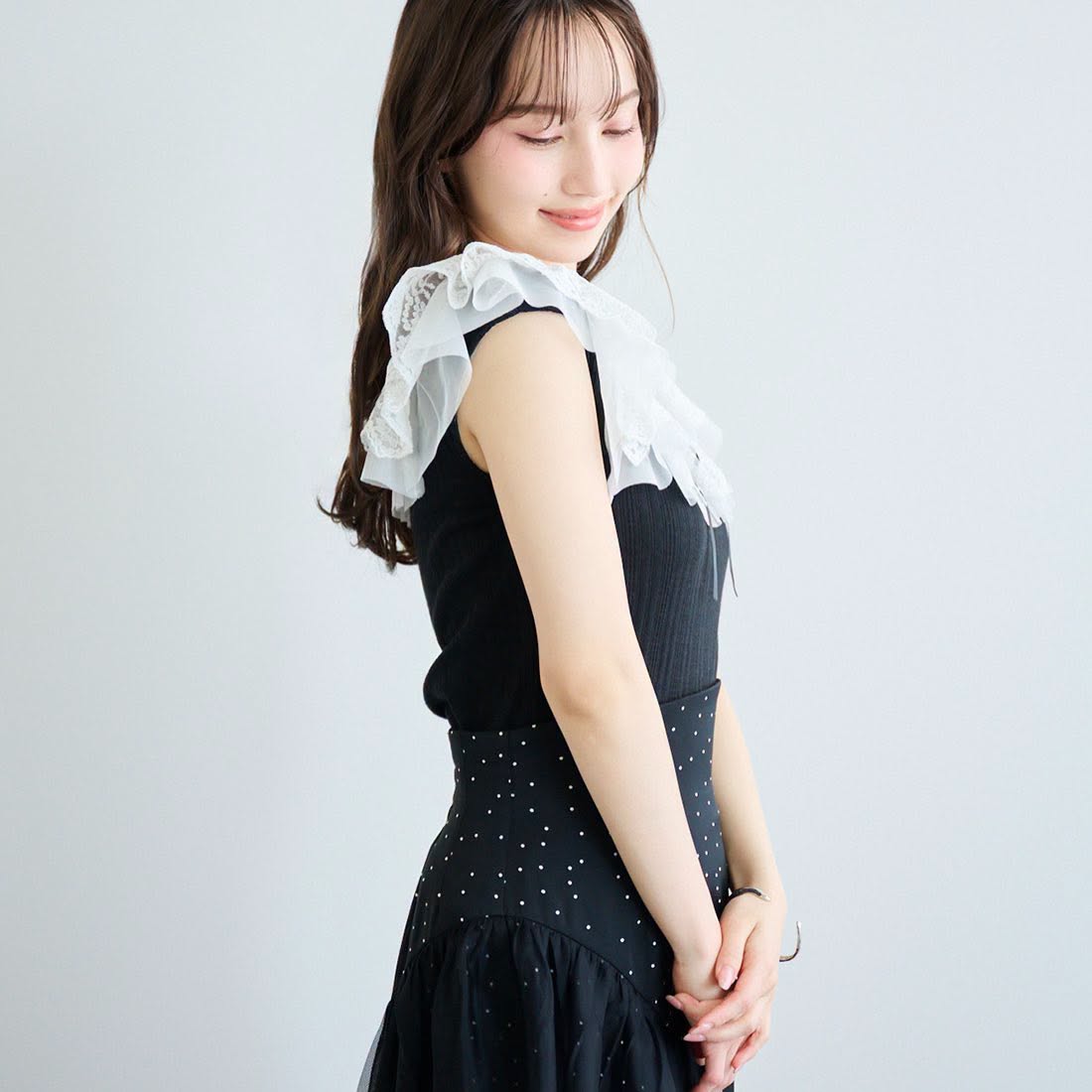❤️$490 VIP$470 🇯🇵 新品 Lillian Carat 有彈性羅紋布料上衣 46321367 米黃/芋紫/黑 3色入