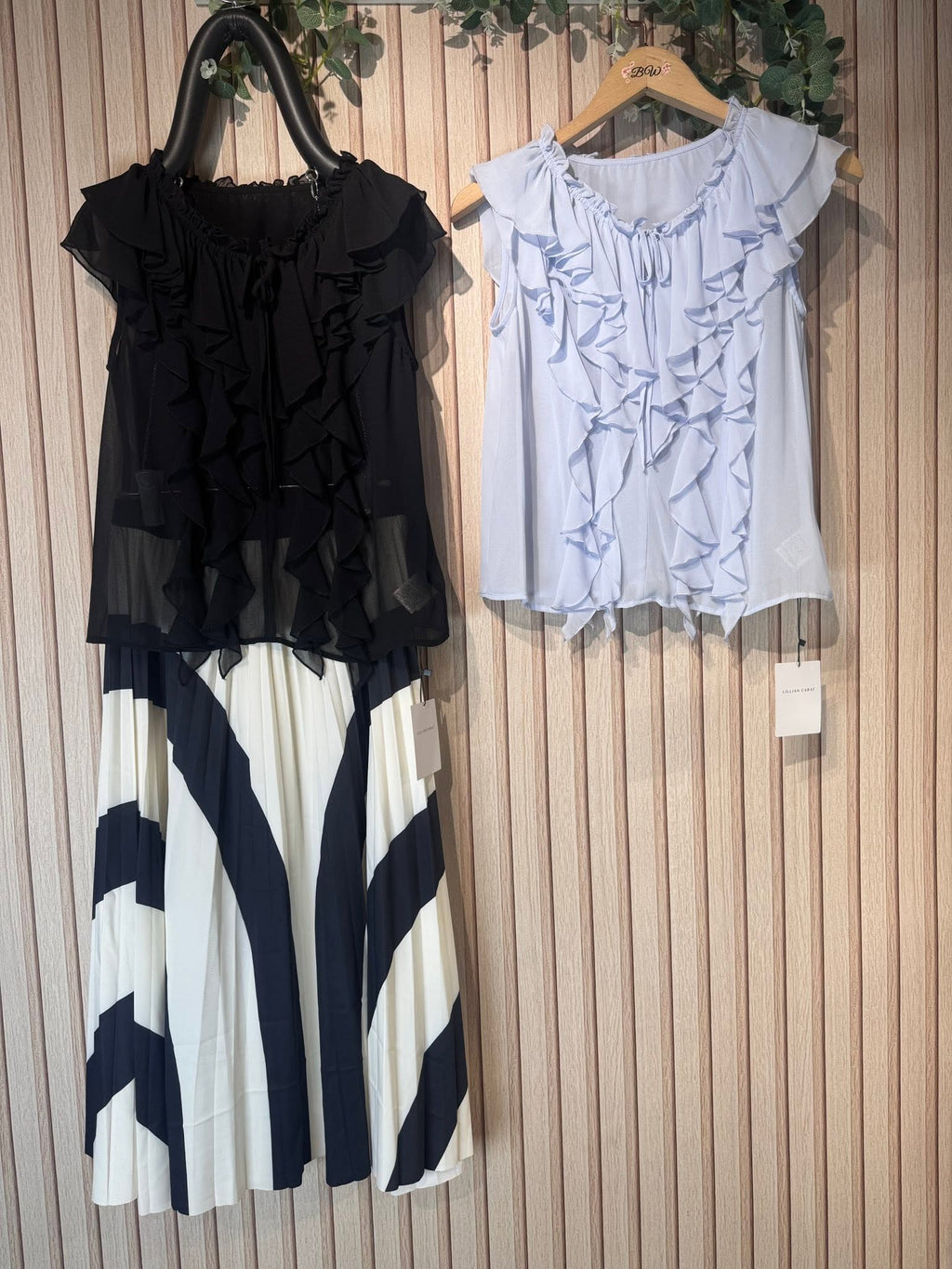 ❤️$520 VIP$490 🇯🇵 新品LILLIAN CARAT 雪紡上衣 46518543 黑/粉藍2色入