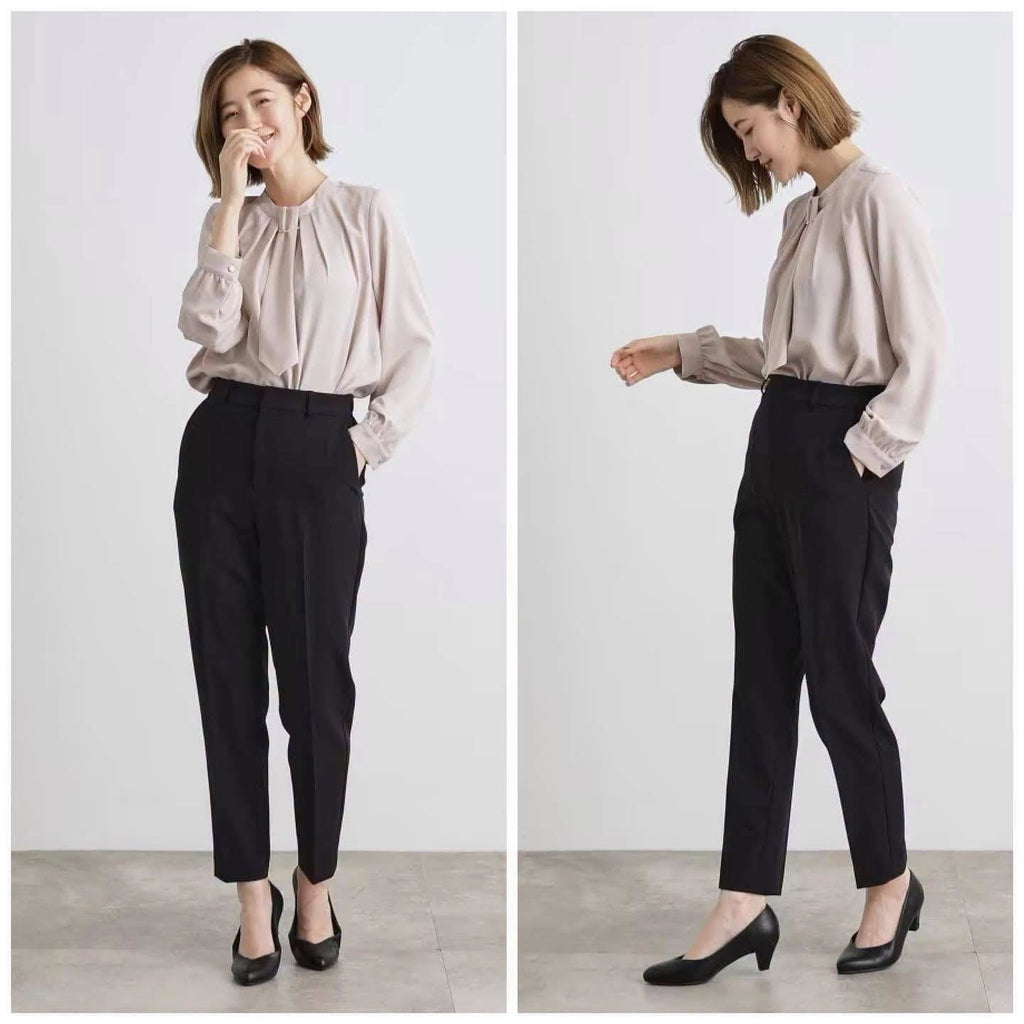 On Sale ❤️快閃⚡️$299 🇯🇵 新品 Grove 背面橡筋腰錐形褲 768-62002黑/淺杏 2色入