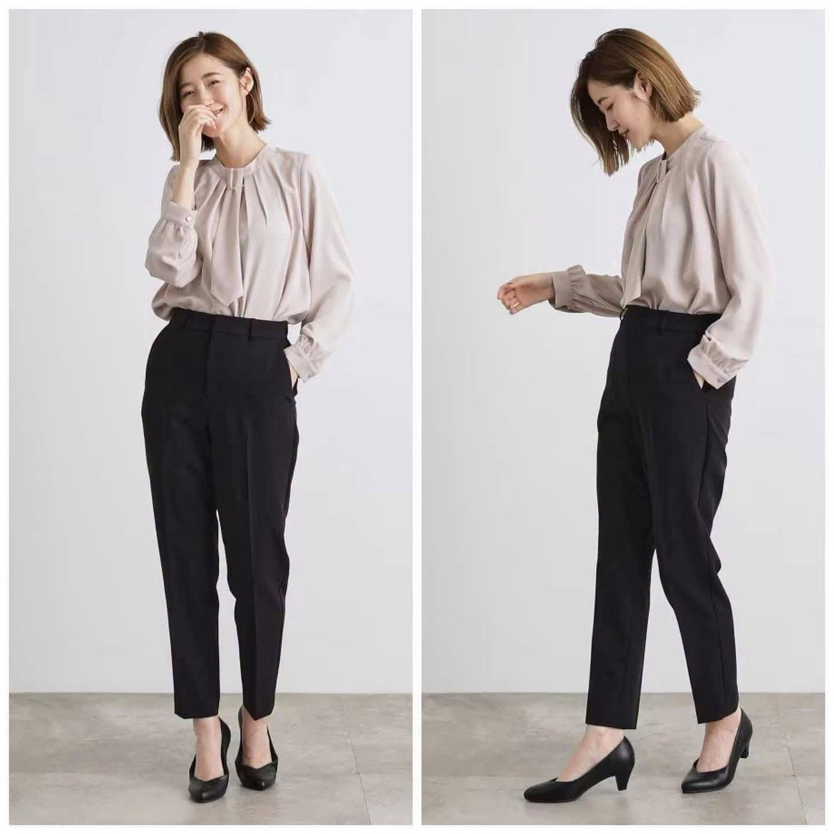 On Sale ❤️快閃⚡️$299 🇯🇵 新品 Grove 背面橡筋腰錐形褲 768-62002黑/淺杏 2色入