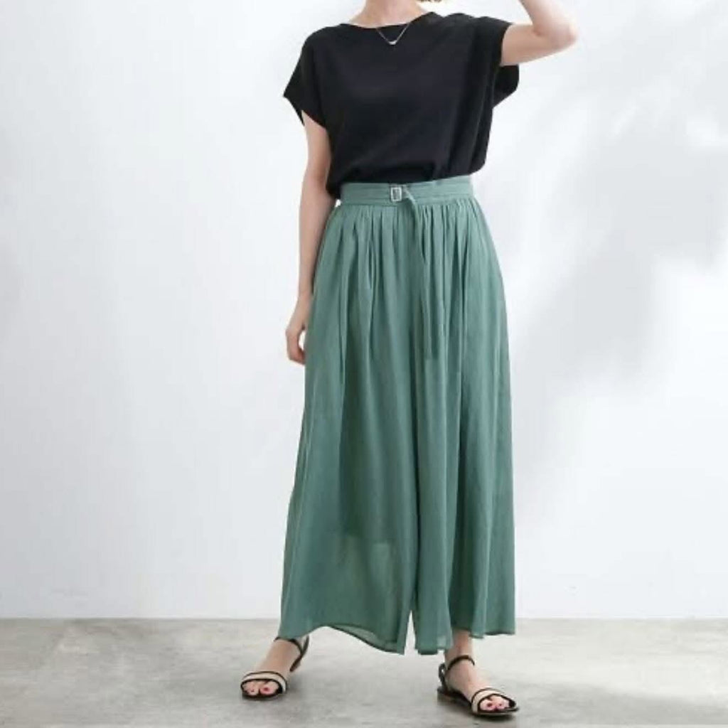 On Sale ❤️快💨閃$299 🇯🇵 新品 Grove 背面橡筋腰裙褲 768-63024 黑/灰/綠 3色入