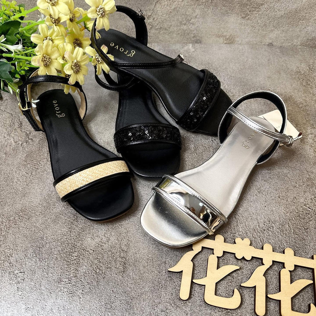 On Sale ❤️$299 VIP$280 🇯🇵 新品 Grove 1.2cm高平底涼鞋 769-12029 銀色/黑色/杏 3色入