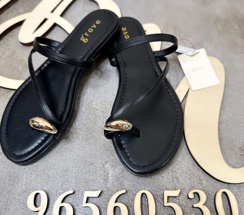 On Sale $250 新品 Grove 平底人字拖鞋 769-12035 夏日最爽系列 非常好著 推介 黑/白2色入