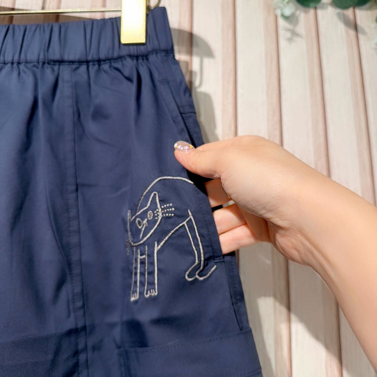 ❤️$450 VIP$430 🇯🇵 新品 Suk涼感繡花束腳裙 BTM-1496 藍色入