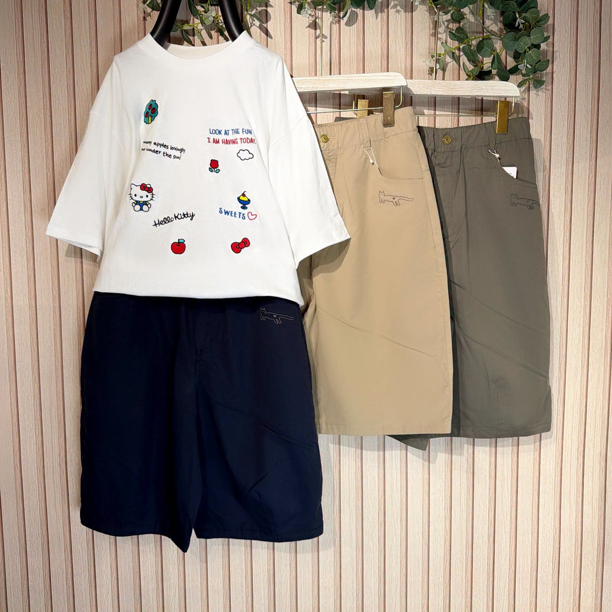 ❤️$450 VIP$430 🇯🇵 新品 Suk ❄️涼感繡花中褲*  BTM-1501 深藍/軍綠/卡其