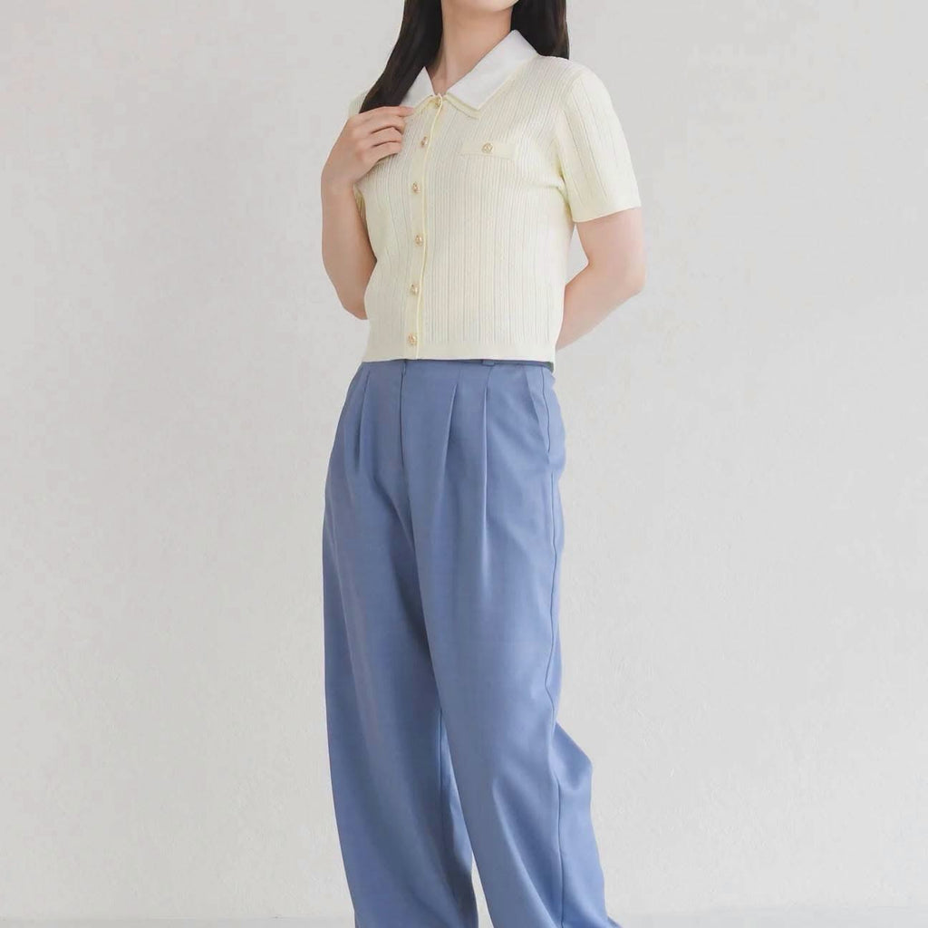 ❤️$470 VIP$450 🇯🇵 新品 MISCH MASCH 雙領短袖絞花針織上衣 MM628408  白/粉黃/紅/藍 4色入