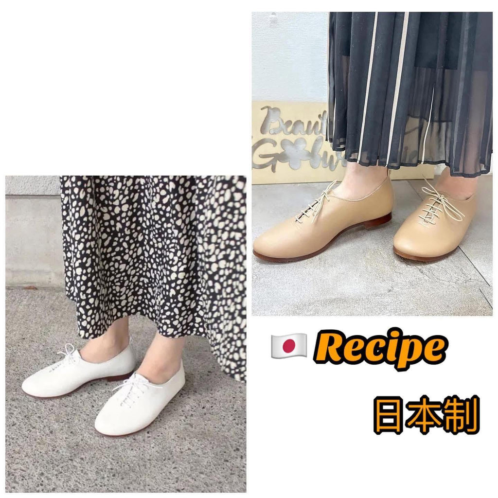❤️$650 VIP$630  🇯🇵日本制 Recipe 真皮鞋 RP-201 1cm 高  白/淺啡色 2色入
