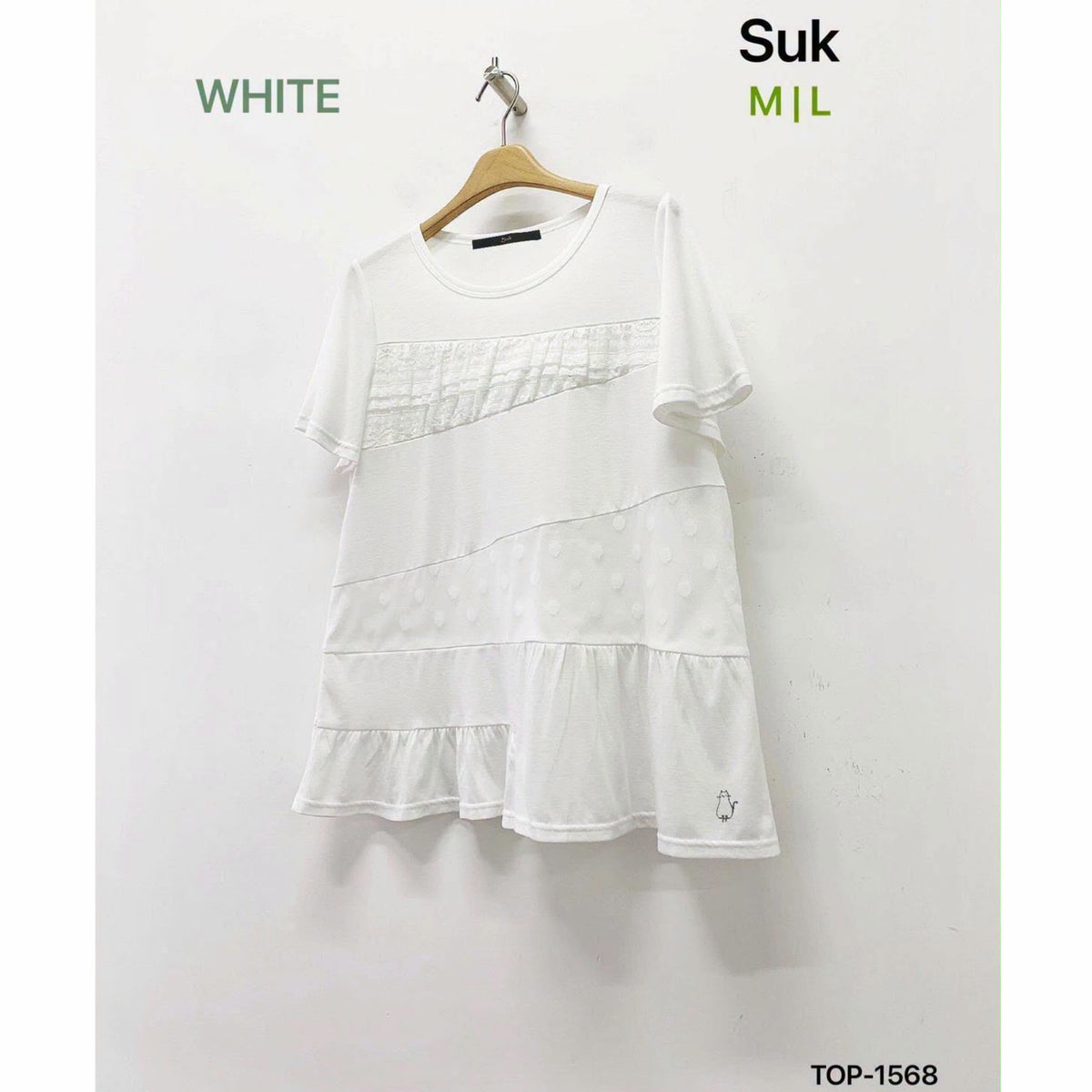 ❤️感謝價$218 VIP$198 🇯🇵 新品 Suk 併布短袖上衣  黑色M only 白色 M / L