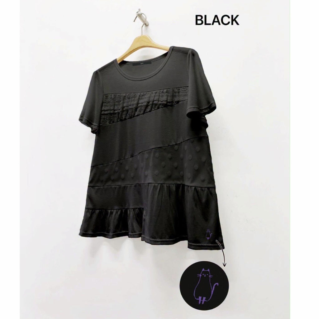 ❤️感謝價$218 VIP$198 🇯🇵 新品 Suk 併布短袖上衣  黑色M only 白色 M / L